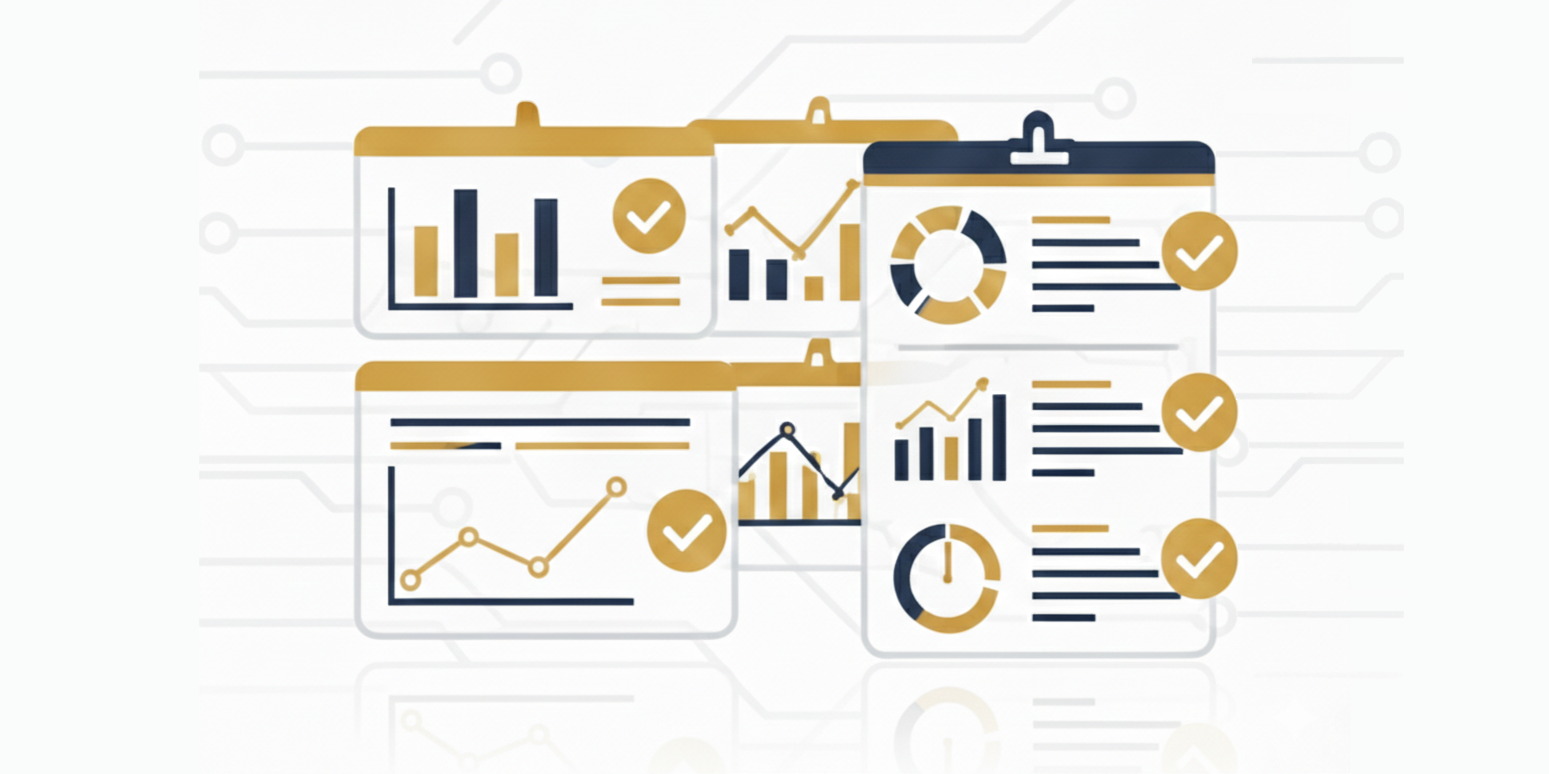 Reporting dashboard illustration for the See Clearly step